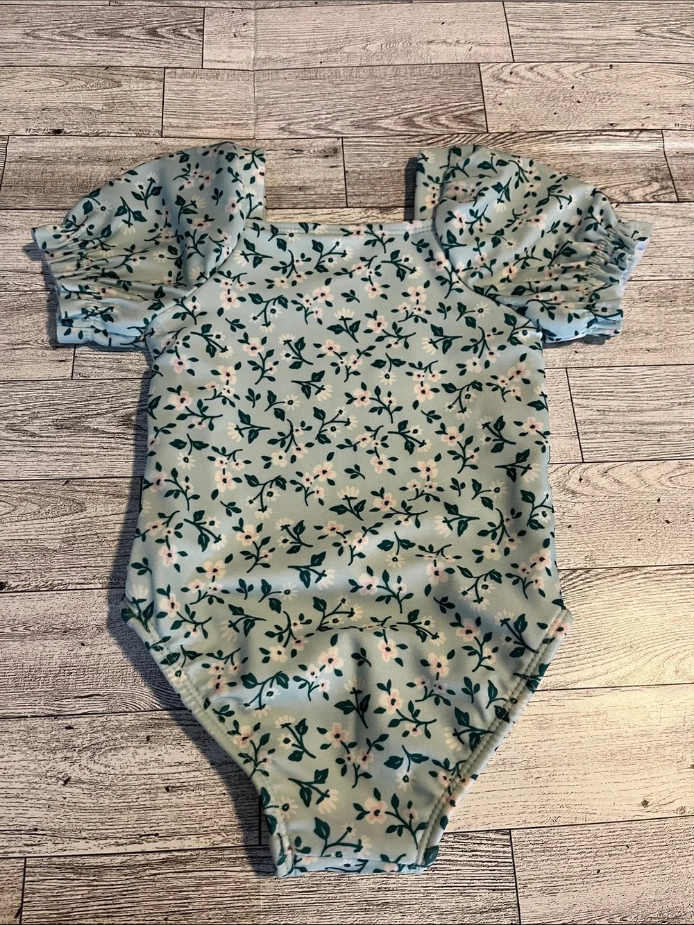 Cat & Jack Baby Floral Puff Sleeve Swimsuit Size 12 Months